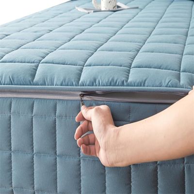 Thickened Quilted Mattress Protector - Mattress Cover Zippered Encasement, 90x190/90x200/180x200 cm, Breathable, Non-Slip, Fits Twin/Queen/King & Custom Sizes(Light Blue,160x200x30cm)