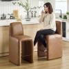 ChicAura 26" Upholstered Counter Height Bar Stools Set of 6, Modern Brown Leather Bar Stools with Support Back S for Kitchen Island/Breakfast/Dining Room/Cafe/Pub view 2