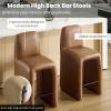 ChicAura 26" Upholstered Counter Height Bar Stools Set of 6, Modern Brown Leather Bar Stools with Support Back S for Kitchen Island/Breakfast/Dining Room/Cafe/Pub view 3