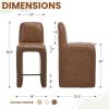 ChicAura 26" Upholstered Counter Height Bar Stools Set of 6, Modern Brown Leather Bar Stools with Support Back S for Kitchen Island/Breakfast/Dining Room/Cafe/Pub view 4