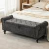 Dowiean 51" Storage Ottoman Bench, End of Bed Bench for Bedroom, Chenille Upholstered Benches for Foot of Bed, Window Benches, Storage Ottomans for Living Room, Entryway, Dark Gray view 4
