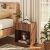 Fluted Nightstands Set of 2, Modern Bedside Table with Drawer and Storage Shelf (Walnut) view 2