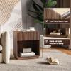 Fluted Nightstands Set of 2, Modern Bedside Table with Drawer and Storage Shelf (Walnut) view 3