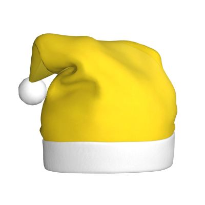 ZASJTO yellow Christmas Hat for Adults - Soft Santa Hat for Women and Men Suitable for Holiday Parties and Winter Events