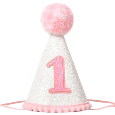 HGFC 1st Birthday Hat For Girls - Pink Bow First Birthday Crown, First Party Supplies For Baby Girl, Photo Prop, Princess Theme (pink)