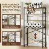 4-Tier Over-the-Toilet Storage Rack with One-Piece Wooden Shelves & Open Net Basket, Bathroom Organizer with Adjustable Feet & Anti-Tip Kit, Space-Saving Toilet Shelf, Brown, 24.4" x 9.4" x 69.3" view 2