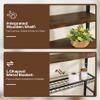 4-Tier Over-the-Toilet Storage Rack with One-Piece Wooden Shelves & Open Net Basket, Bathroom Organizer with Adjustable Feet & Anti-Tip Kit, Space-Saving Toilet Shelf, Brown, 24.4" x 9.4" x 69.3" view 3