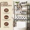 4-Tier Over-the-Toilet Storage Rack with One-Piece Wooden Shelves & Open Net Basket, Bathroom Organizer with Adjustable Feet & Anti-Tip Kit, Space-Saving Toilet Shelf, Brown, 24.4" x 9.4" x 69.3" view 4