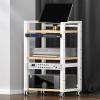 3-Tier Audio Rack with Wheels, Adjustable AV Media Stand, Modern Stereo Cabinet, Metal Frame TV Stand for Living Room, Meeting Room, Recording Studio (White, 52.5x40x83CM) view 1
