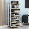6-Tier Audio Rack, Movable AV Media Stand, Wooden Storage Cabinet for Entertainment Center, Stereo Shelf for DVD Players, TV Box & Game Consoles - Stylish White Design view 1