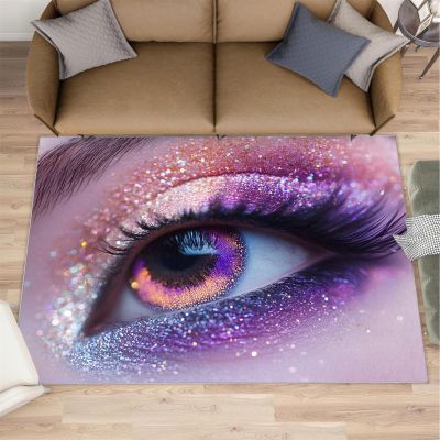 2x3 Fashionable Women Rugs for Entryway - Eyes Small Area Rugs, Sequin Makeup Laundry Room Carpet Non Slip Accent Throw Rug for Bathroom Kitchen Sink Front Door