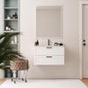 Bathroom Vanity,31.5" Wall-Mounted Floating,Cabinet w/Sink Combo,Soft-Close System,2 Extra-Large Drawers,Solid Wood Construction for Modern Space-Saving Storage Solution,Narrow Shelves,White view 3
