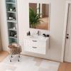 Bathroom Vanity,31.5" Wall-Mounted Floating,Cabinet w/Sink Combo,Soft-Close System,2 Extra-Large Drawers,Solid Wood Construction for Modern Space-Saving Storage Solution,Narrow Shelves,White view 4