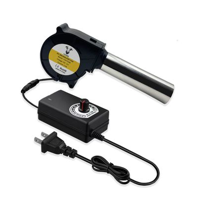 75 mm x 30 mm Small BBQ Air Mover Inflatable Blower Fireplace Fan, with Metal Duct, AC 100V-240V Variable Speed Centrifugal Fan, for Barbecue,Camping,Waste Oil Furnace,Wood Stove