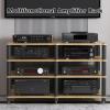 2-Tier Stereo Stand, Corner AV Media Rack, Mahogany Audio Cabinet, Entertainment Storage Shelf, Video Media Tower for Audio Components (120x48x75cm) view 3