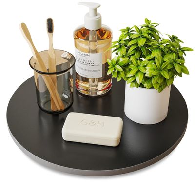 15.7" Lazy Susan Turntable 360 Sinteredstone Silent Anti-Slip Turntable, Table Top Centerpiece for Kitchen, Pantry, Spice Rack, Refrigerator & Dining Table, Black