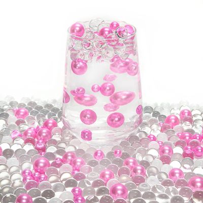 Floating Pearls for Vases, ABS Pearl & Crystal Mix(Pink)