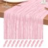 10 Pack Light Pink Cheesecloth Table Runner 10FT Boho Gauze Cheese Cloth Table Runners Romantic Rustic Sheer Table Decorations for Wedding Party Baby Shower Birthday Holiday Home view 1