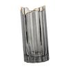 TOYANDONA Wavy Rim Glass Flower Vase with Gold Trim Nordic Style Hydroponics Bottle for Desktop Floral Arrangement Small Gray Decorative Container for Living and Balcony Decor view 1