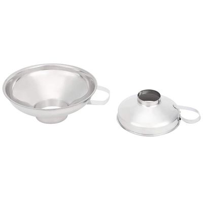 Keenso Household Stainless Steel Canning Funnel Cup Set with Wide Mouth, Highly Polished Kitchen Utensils, Suitable for Bottled and Canned Food, Set of 2