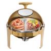 Roll Top Chafing Dish Buffet Set, Round Chafing Dish for Buffets with Two 8.5-Quart Compartments, Stainless Steel Food Warmer Chafer with Clear Window Food Pan for Catering, Parties and Banquets view 1