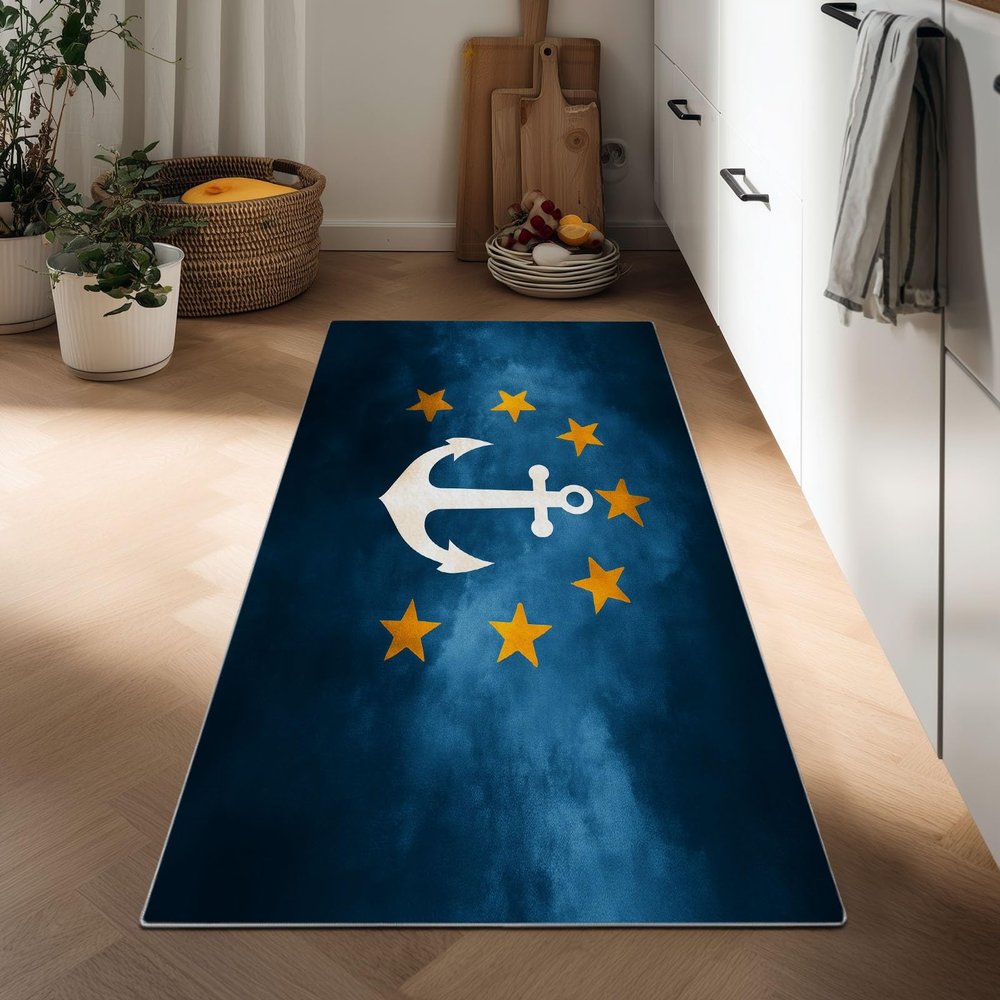 1.5 x 4 ft Rug Runners for Hallways Kitchen, Retro Stars Gradient Symbols Runner Rug Non Slip Washable Nautical Themes Long Runner Carpet - Soft Carpet for Hallways Kitchen Bedroom Bathroom Entryway