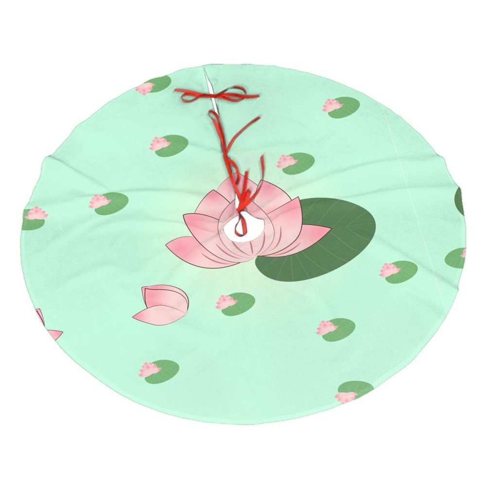 Lotus Flowers Waiting to Bloom 48" Oversized Christmas Tree Skirt, Suitable for 30-, 36-, or 48-inch Trees, a Must-Have for Christmas Party Decorations