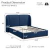 Merax Queen Size Upholstered Boucle Bed Frame, Modern Platform Bed with Double Pillow Headboard, Heavy Duty Wood Slat Support for Bedroom Apartment, Dark Blue view 2