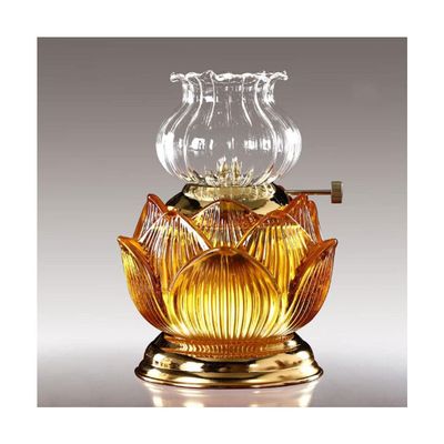 Decorative Lighting Oil Lamp Clear Glass Shade Kerosene Lamp Butter Lotus Buddha Front Light Adjustable Switch Home Lighting Small Oil Lantern with Wicks Oil Lamps