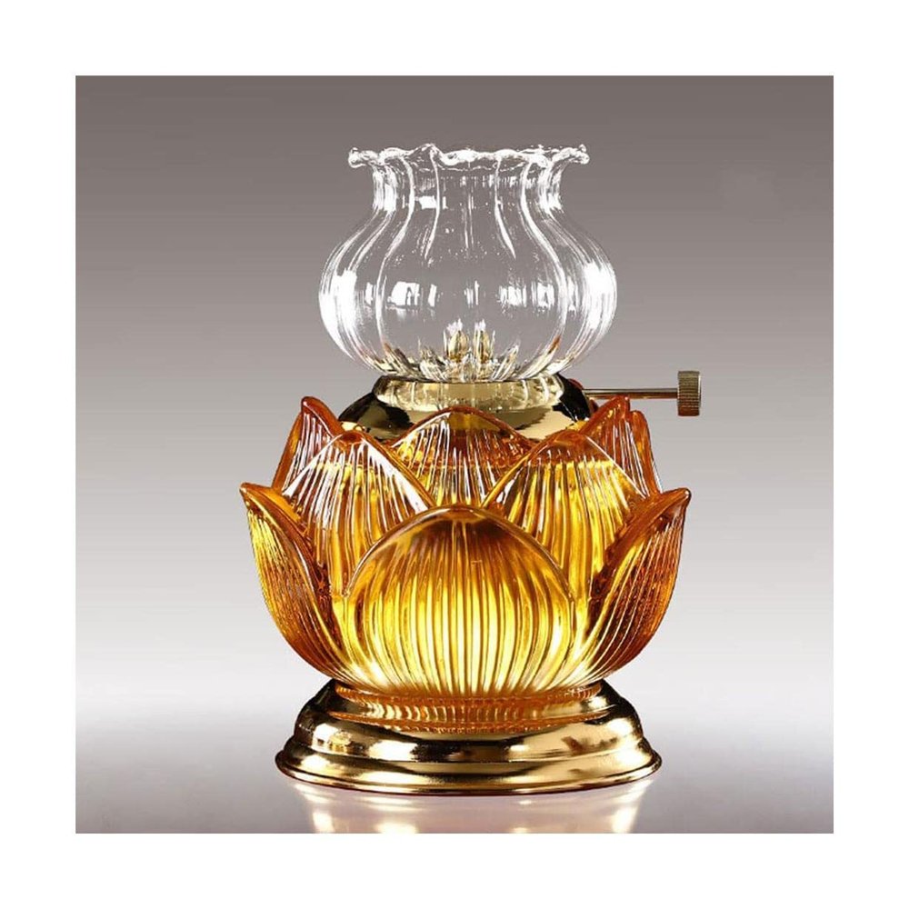 Decorative Lighting Oil Lamp Clear Glass Shade Kerosene Lamp Butter Lotus Buddha Front Light Adjustable Switch Home Lighting Small Oil Lantern with Wicks Oil Lamps