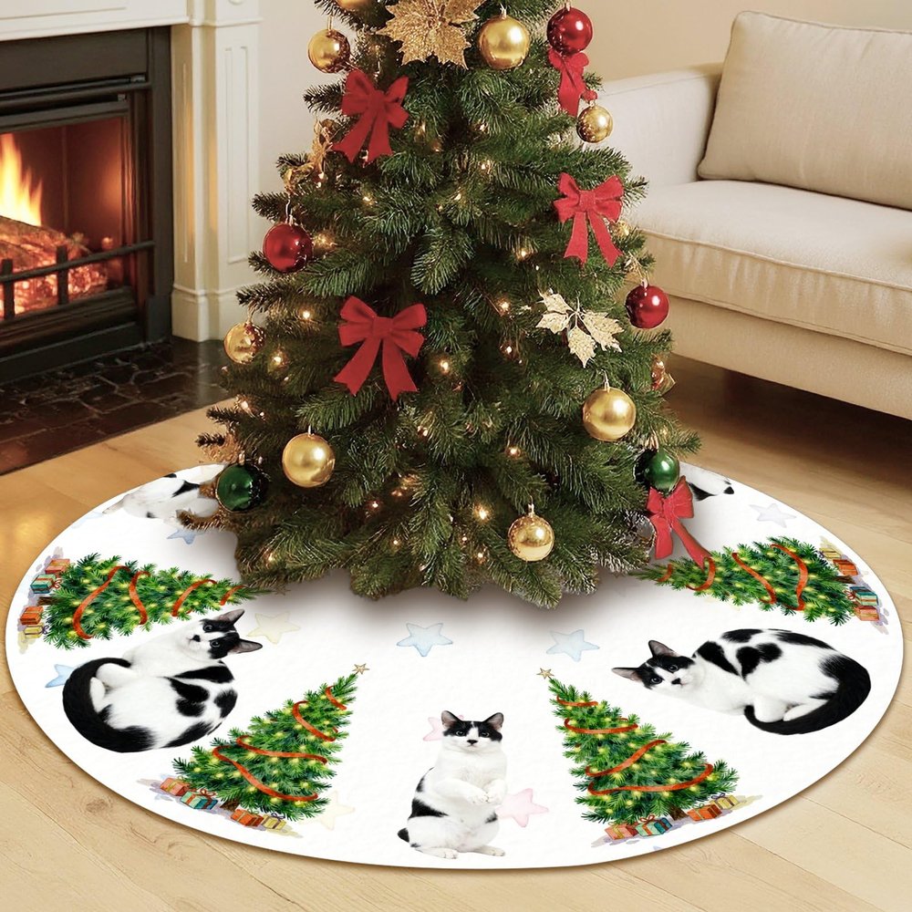 Xmas Tree Skirt Personalized Photo Plush Tree Skirt Holiday Party Decorations Trees Mat Christmas Birthday Decorations Birthday Gifts for Women