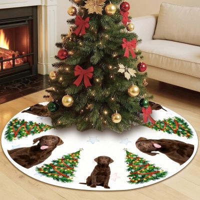 Xmas Tree Skirt Customized Picture Gifts Soft Plush Tree Mat Winter Holiday Party Xmas Trees Skirt Christmas Decors Indoor Women Gifts for Birthday