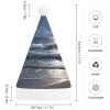 FodPand Night Ocean Santa Hat Christmas Hats Comfort Plush Xmas Holiday Hat for Adults New Year Festive Party Headwear view 2