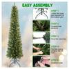 6ft Christmas Tree 5ft Pre-Lit Pencil Christmas Tree Green Slim Artificial Christmas Tree with Metal Base, for Holiday Decor view 4