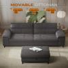 88.97" L Shaped Sectional Couches for Living Room, Deep Seat Sofa with Storage Ottoman & 8Cushion, Comfy 2-Seater Chenille Loveseat, Convertible Armrest, Removable Cover for Small Space(Dark Gray) view 4