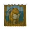 REZHOCH Capybara Sitting on Toilet Reading Newspaper Shark Shower Curtain Durable Waterproof Fabric Bathtub Sets Funny Animal Home Bathroom Decoration 72x72inch with 12 Hooks view 1