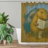 REZHOCH Capybara Sitting on Toilet Reading Newspaper Shark Shower Curtain Durable Waterproof Fabric Bathtub Sets Funny Animal Home Bathroom Decoration 72x72inch with 12 Hooks view 2