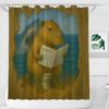 REZHOCH Capybara Sitting on Toilet Reading Newspaper Shark Shower Curtain Durable Waterproof Fabric Bathtub Sets Funny Animal Home Bathroom Decoration 72x72inch with 12 Hooks view 3