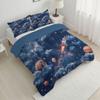 ANALTIRCE Coverless Quilt King 104" x 90" Comforter Set with 2 Shams, Dreamy Clouds Coverless Duvet, Machine Washable Microfiber Cartoon Starry Sky Bed Quilt for All Seasons Blue view 2