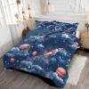 ANALTIRCE Coverless Quilt King 104" x 90" Comforter Set with 2 Shams, Dreamy Clouds Coverless Duvet, Machine Washable Microfiber Cartoon Starry Sky Bed Quilt for All Seasons Blue view 3