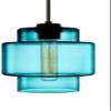 PAYAER Creative Colored Glass Pendant Light, Industrial Cylindrical Geometry Chandelier, Modern Adjustable Long Ceiling Fixture for Kitchen Island, Living Room & Bedroom(Blue) view 1