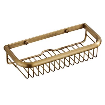 Antique Shower Caddy, 30cm Square Bathroom Storage Rack, Wall Mounted Shelf Brass Shower Basket Accessories