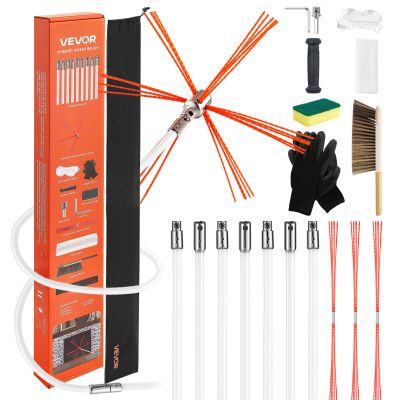 VEVOR Chimney Sweep Kit, 23 ft Maximum Extendable Length Chimney Brush, Chimneys Cleaning Kit with Bristle Replacements & Goggles, 90 Bendable Fireplace Cleaning Tool, for Square, Rectangle Chimneys