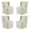 KISLOT Upholstered Dining Chairs Set of 4 with Casters, Wingback Modern Side Armless Deskchair with Rollers for Diningroom Bedroom Livingroom Reading Room, Cream Faux Leather view 1