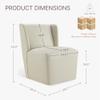 KISLOT Upholstered Dining Chairs Set of 4 with Casters, Wingback Modern Side Armless Deskchair with Rollers for Diningroom Bedroom Livingroom Reading Room, Cream Faux Leather view 3