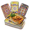 9 Inch Serving Platters Set of 6,Rectangular Dessert Plates Bohemian view 1