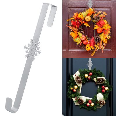 15 inches Christmas Decorative Wreath Hangers for Front Door;Over the Door Hooks (Silver, Snowflake)