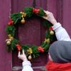 15 inches Christmas Decorative Wreath Hangers for Front Door;Over the Door Hooks (Black, Christmas Tree) view 4