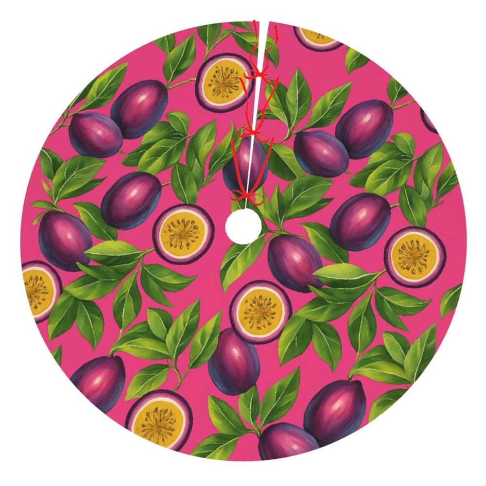 Fresh Passion Fruit Christmas Tree Skirt Holiday Party Decorations for Home Indoor Outdoor Decor 48"