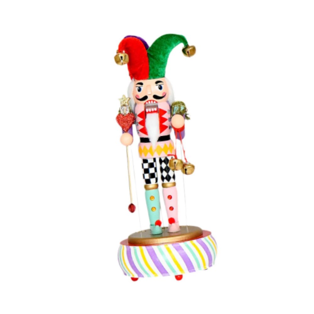 Hisxrcal Clown Dancer Nutcracker Christmas Puppet Decoration Wind up Musical Box for Desktop